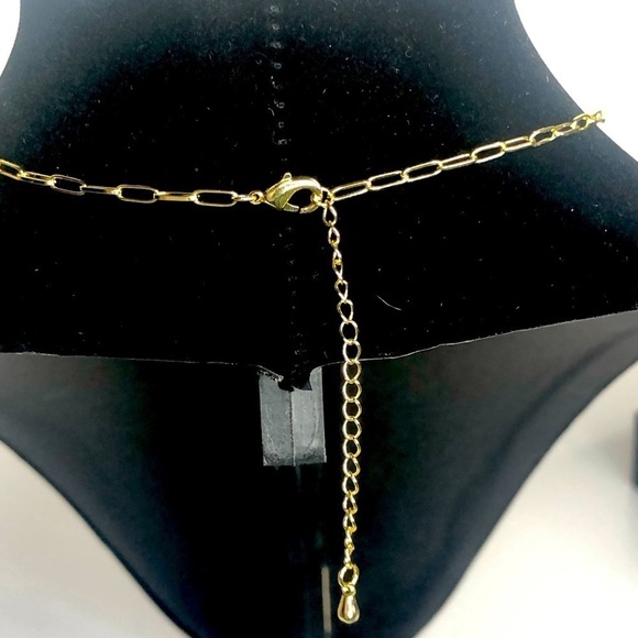 New Jennifer Miller starburst charm necklace 14K gold paper clip chain CZ - Picture 7 of 10